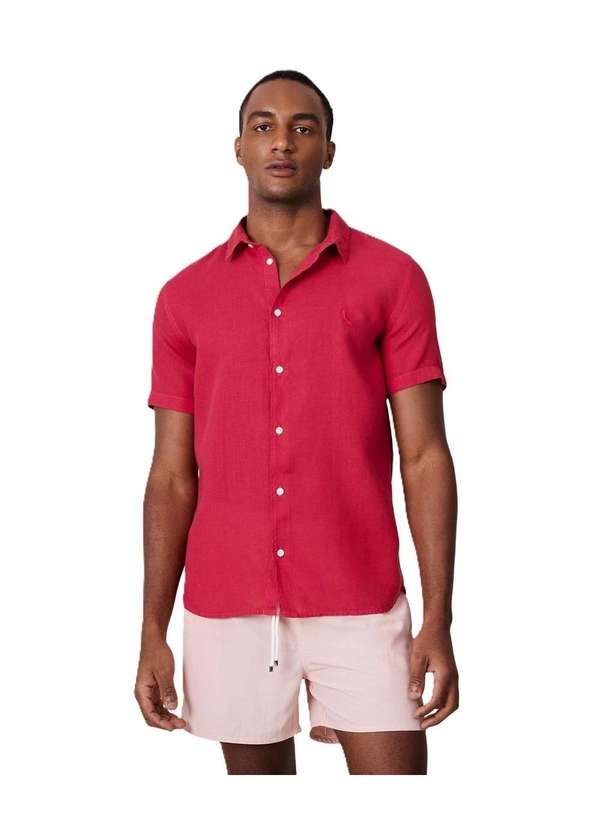 Reserva - Camisa Manga Curta Linho Tinturado Reserva Magenta