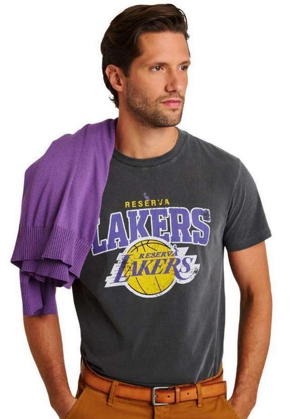 Reserva - Camiseta Estampada Lakers Reserva Preto