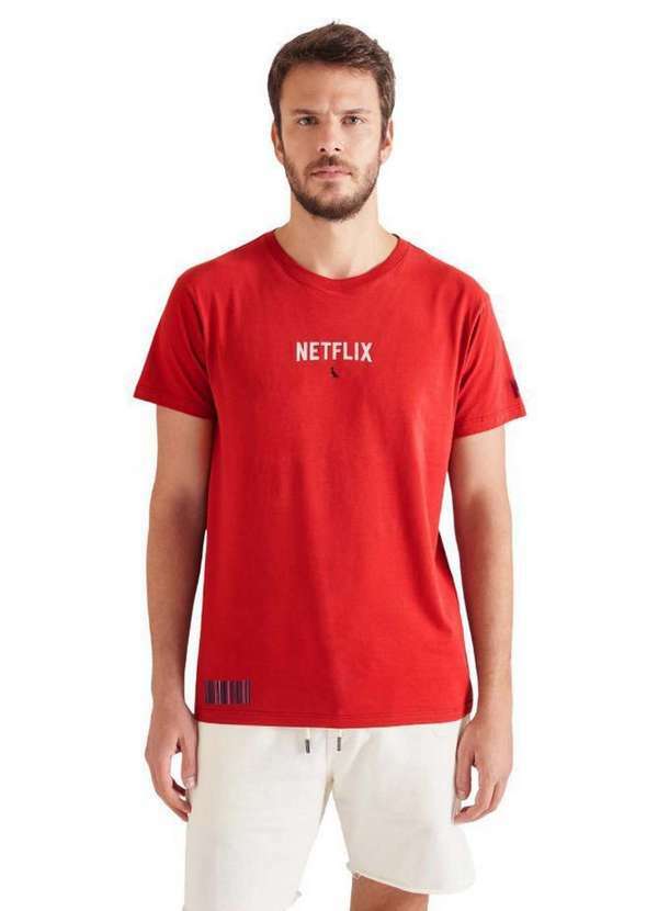Reserva - Camiseta Estampada Netflix Reserva Vermelho