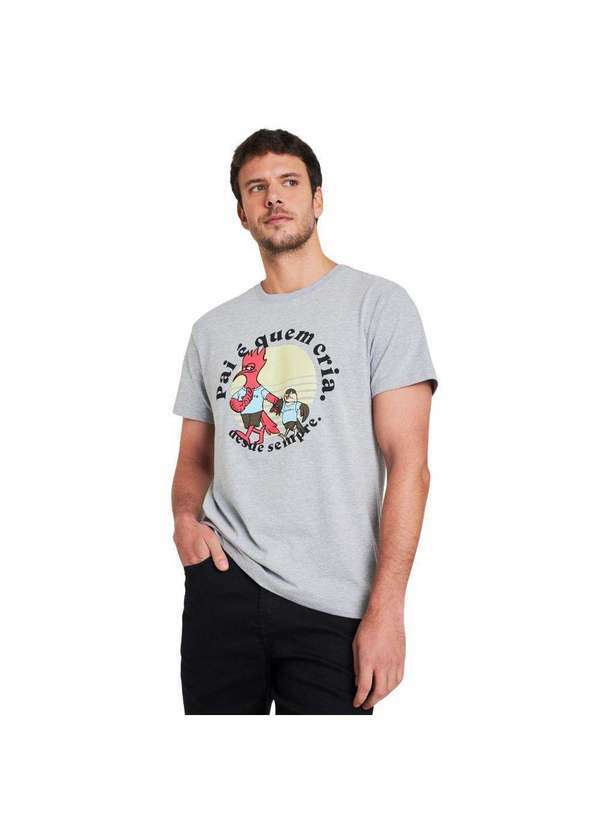 Reserva - Camiseta Estampada Pai e Quem Cria Reserva Cinza Mescla