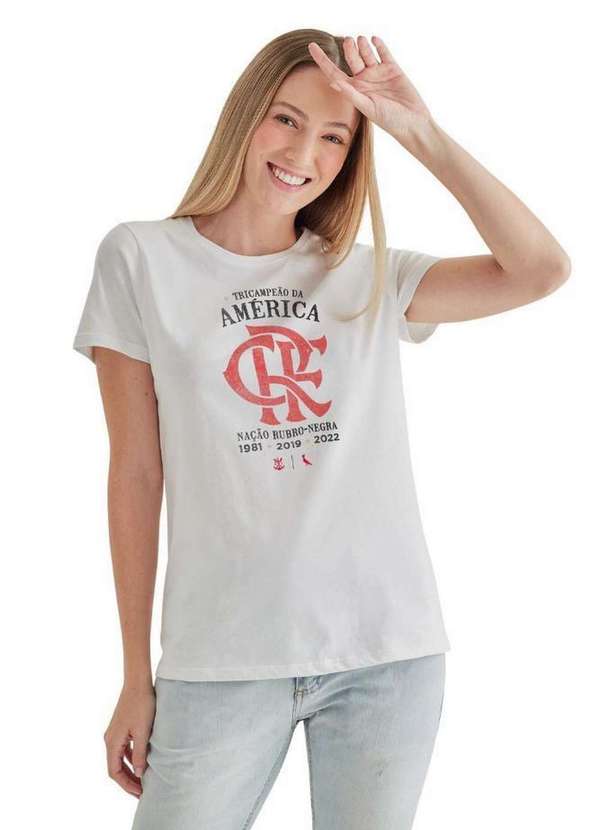 Reserva - Camiseta Feminina Fla Tri Campeão Reserva Branco