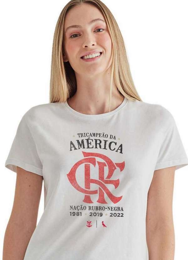 Reserva - Camiseta Feminina Fla Tri Campeão Reserva Branco 2