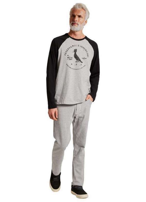 Reserva - Camiseta Ml Raglan Bicolor Carimbo Reserva Preto