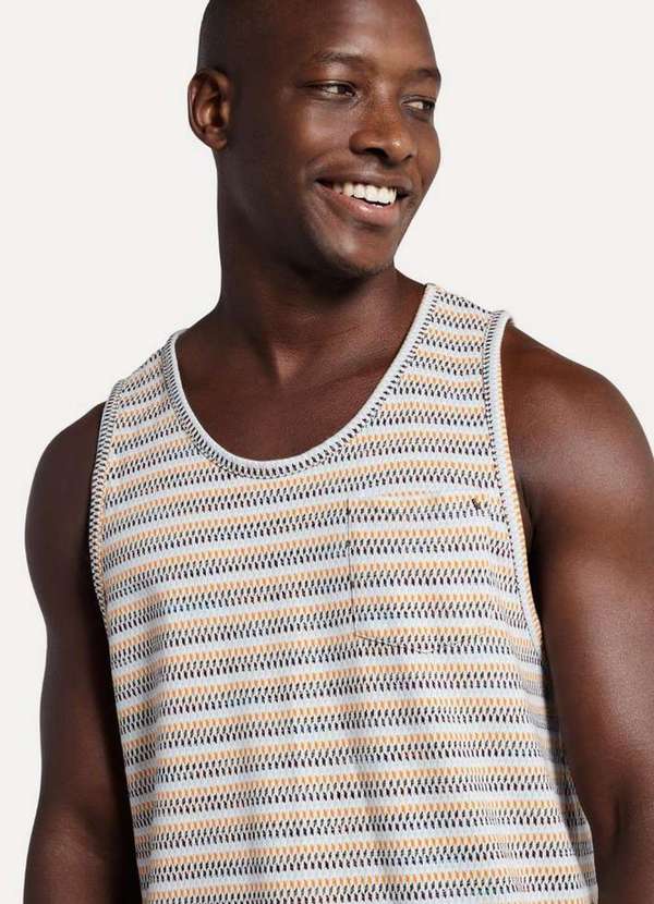 Reserva - Regata Masculina Jacquard Listra Color Reserva Areia 2