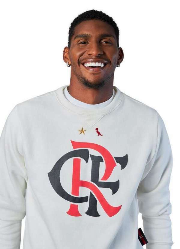 Reserva - Casaco Moletom Estampado Crf Flamengo Reserva Branco
