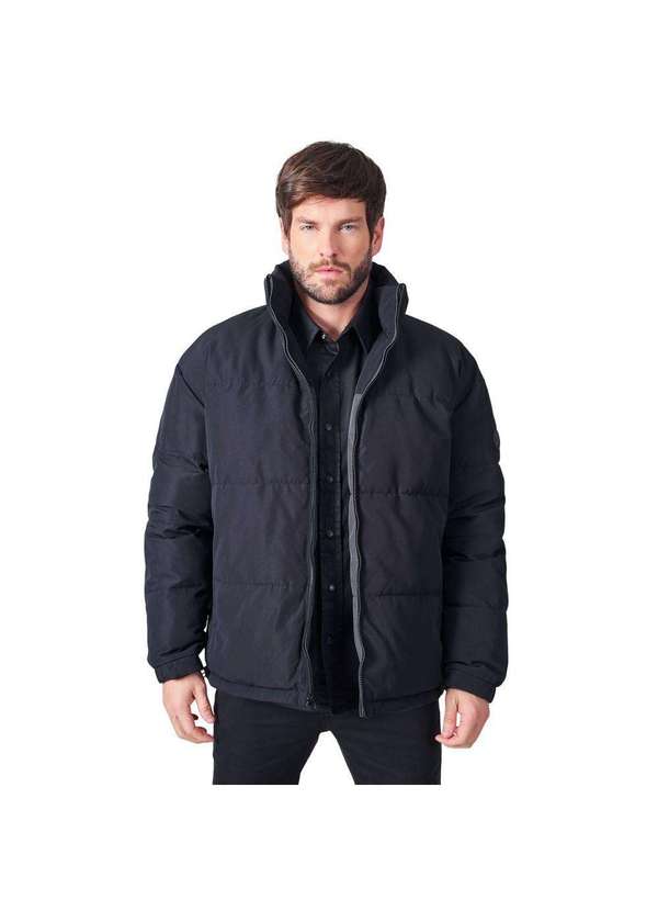 Reserva - Jaqueta Dupla Face Puffer Grid Reserva Preto/Cinza