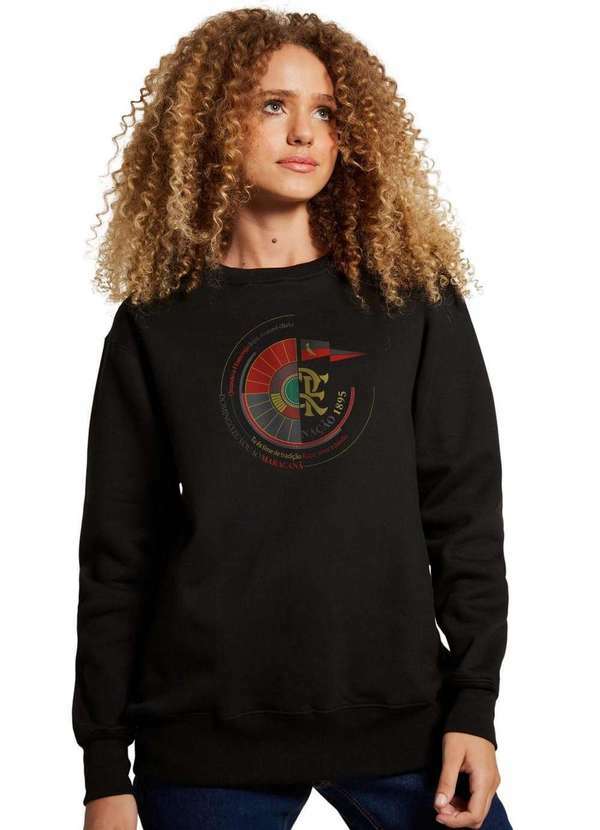 Reserva - Moletom Careca Feminino Maraca Flamengo Reserva Preto
