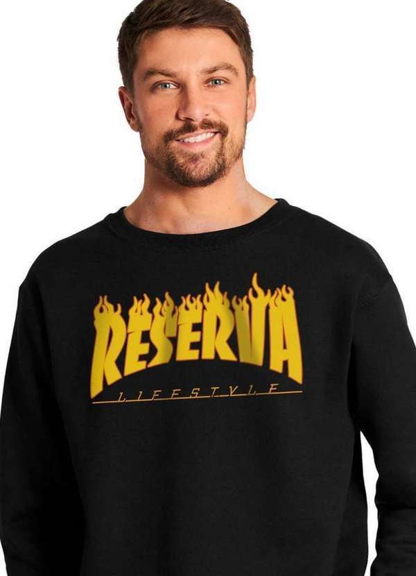 Reserva - Moletom Careca Lifestyle Fire Reserva Preto