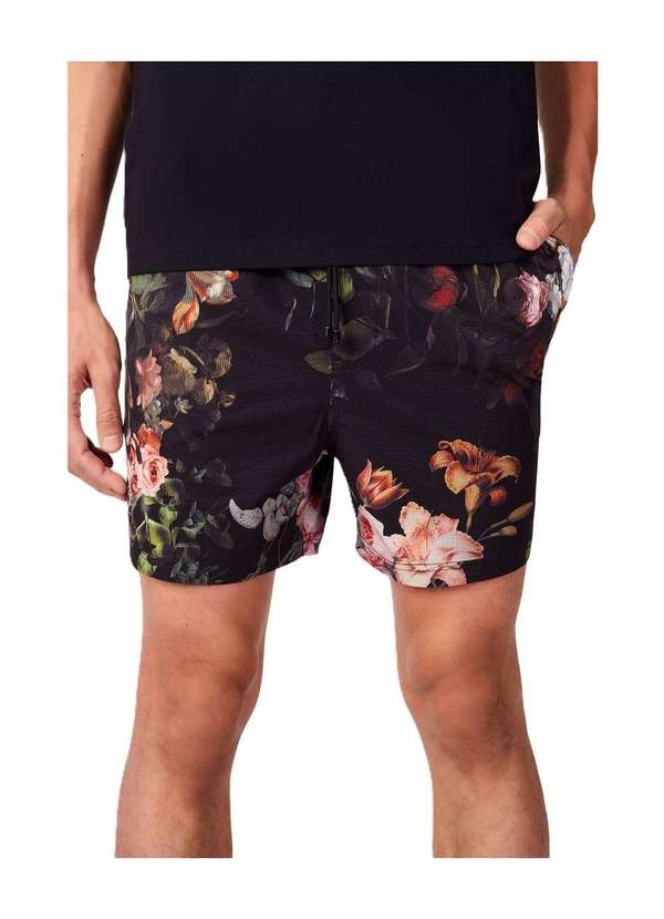 Reserva - Short Praia Textura Floral Urbano Reserva Preto 2