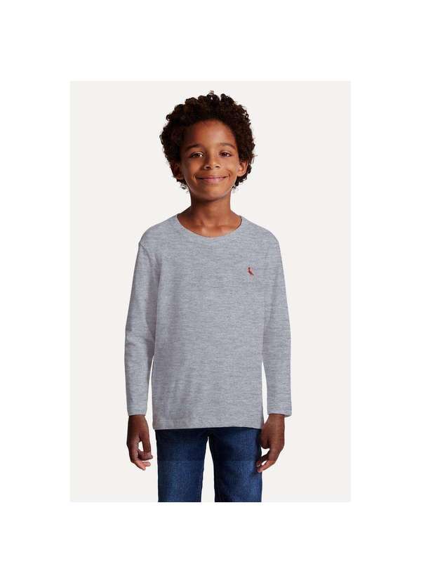 Reserva Mini - Camiseta Ml Pica Pau Bordado Brasa Mini Reserva Mini Cinza Mescla