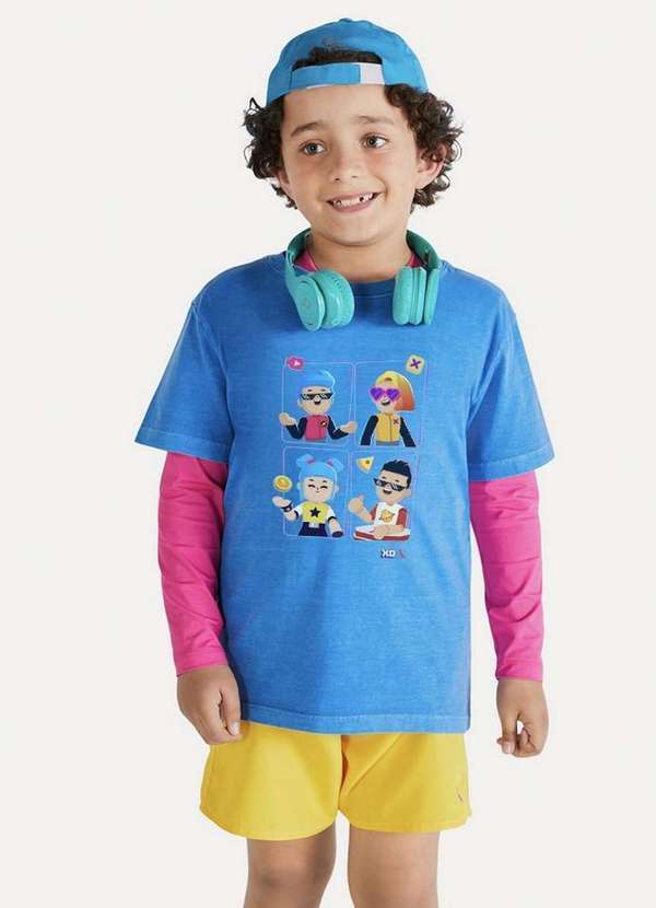 Reserva Mini - Camiseta Personagens Pk Xd Confortável Reserva Mini Azul Stoned