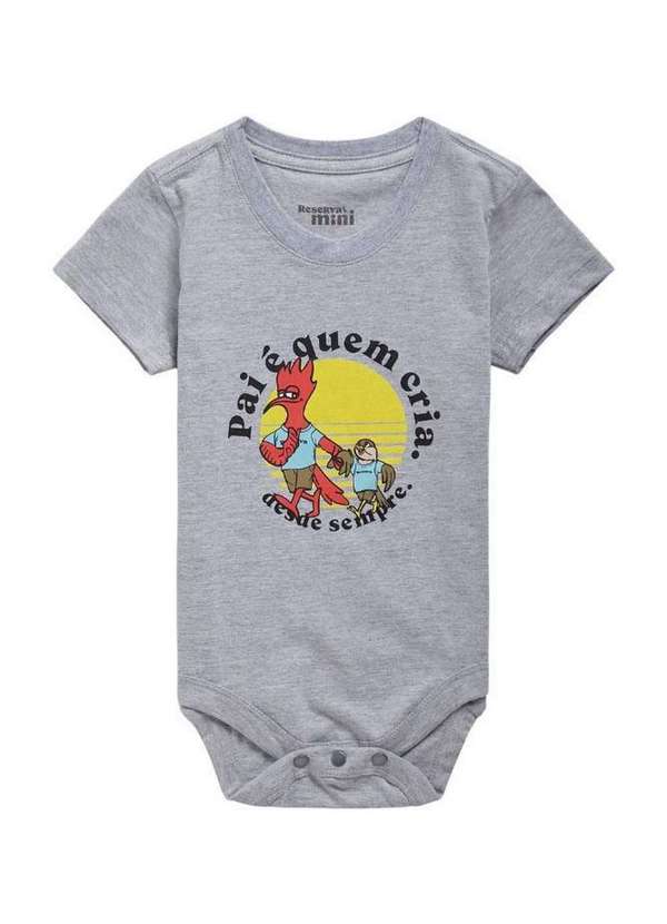 Reserva Mini - Body Bb Estampado Pai e Quem Cria Reserva Mini Cinza Mescla 1