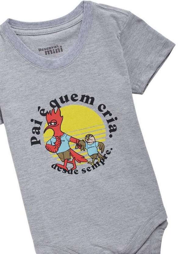 Reserva Mini - Body Bb Estampado Pai e Quem Cria Reserva Mini Cinza Mescla 2