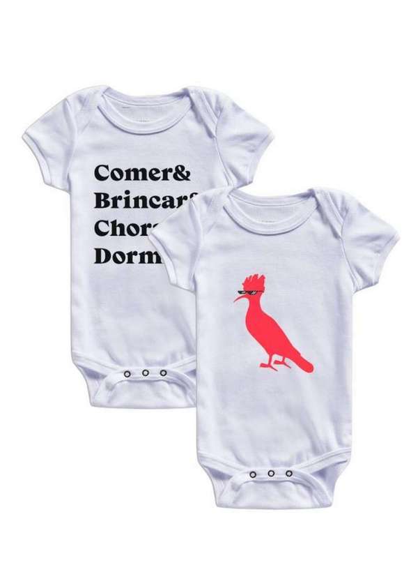 Reserva Mini - Kit Body Bebê Pica Pau Meme e Comer 2 Peças Reserva Mini Denim