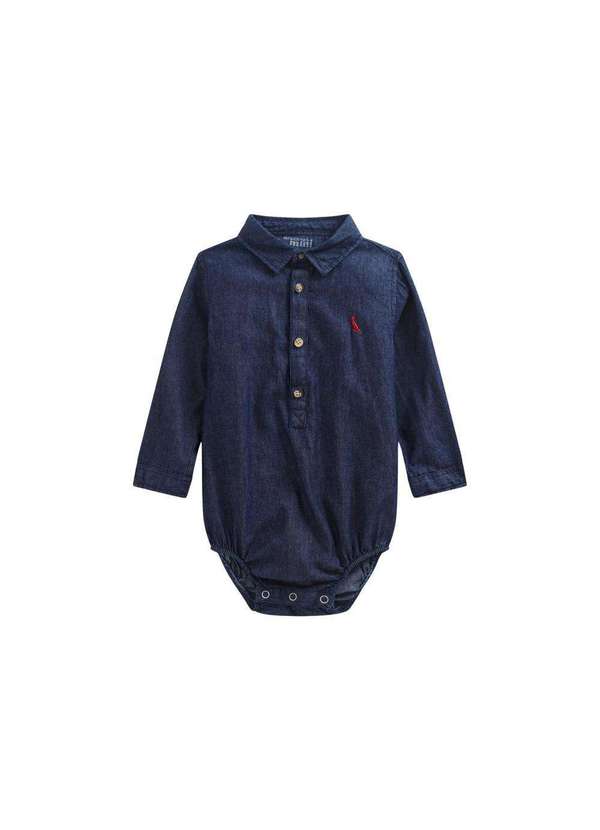 Reserva Mini - Camisa Bb Macaquinho Ml Jeans Reserva Mini Indigo