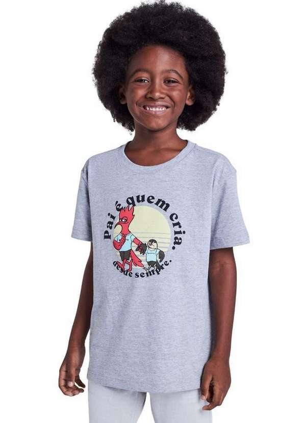 Reserva Mini - Camiseta Estampada Pai e Quem Cria Reserva Mini Cinza Mescla