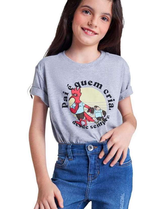 Reserva Mini - Camiseta Estampada Pai e Quem Cria Reserva Mini Cinza Mescla 4