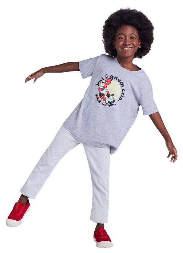 Reserva Mini - Camiseta Estampada Pai e Quem Cria Reserva Mini Cinza Mescla 5