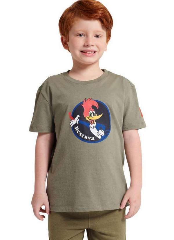 Reserva Mini - Camiseta Estampada Pica Pau Universal Reserva Mini Militar