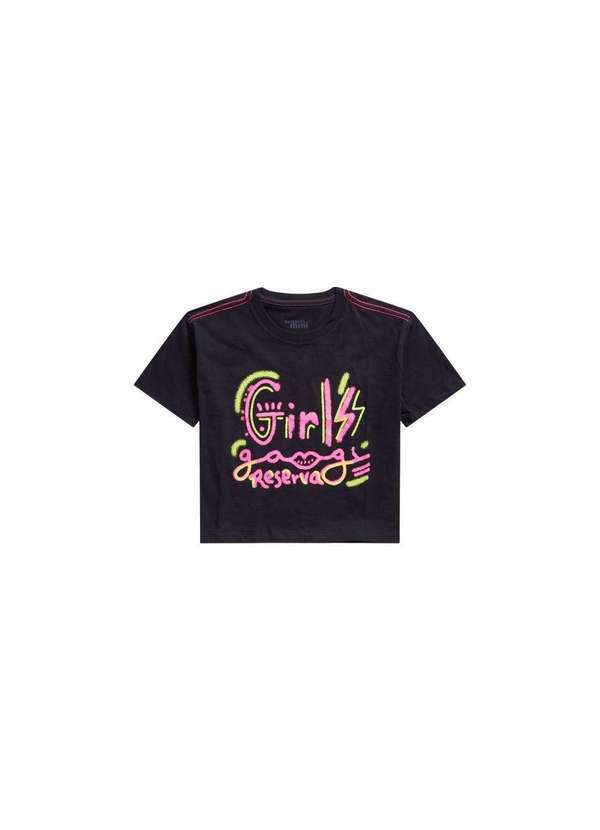 Reserva Mini - Camiseta Menina Silk Girls Gang Reserva Mini Preto