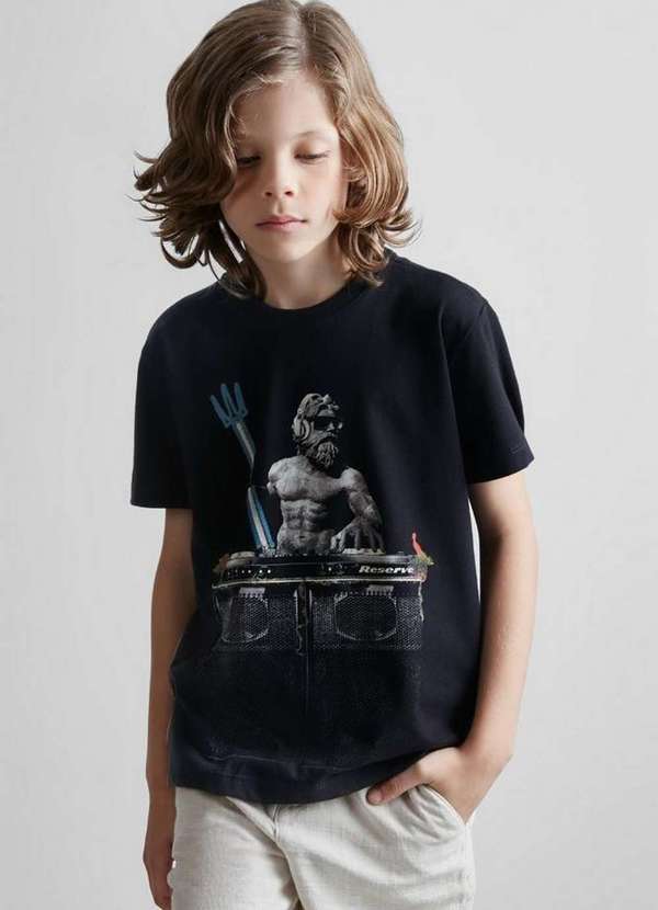 Reserva Mini - Camiseta Pf Estampada Dj Poseidon Reserva Mini Preto