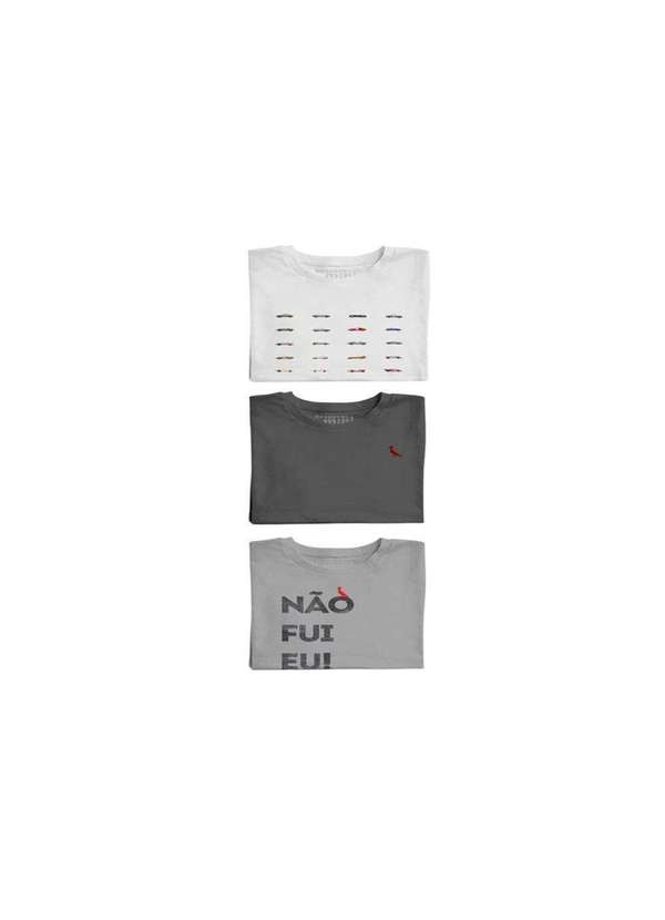 Reserva Mini - Kit 3 Camisetas Brasa Carros e Nao Fui Eu Reserva Mini Branco