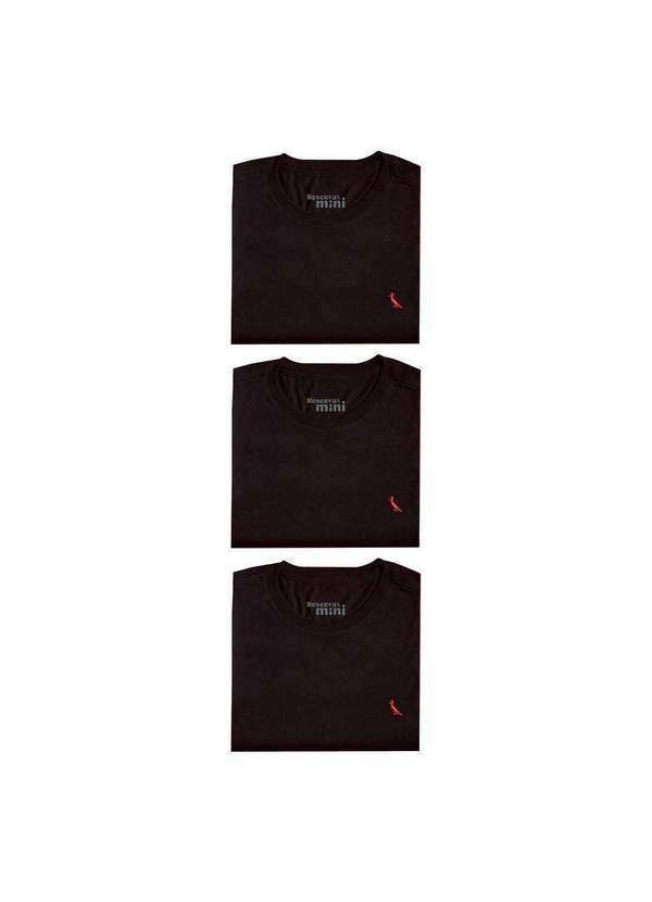 Reserva Mini - Kit 3 Camisetas Brasa Pica Pau Bordado Reserva Mini Preto