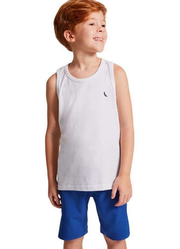 Reserva Mini - Regata Gota Pica Pau Bordado Reserva Mini Branco