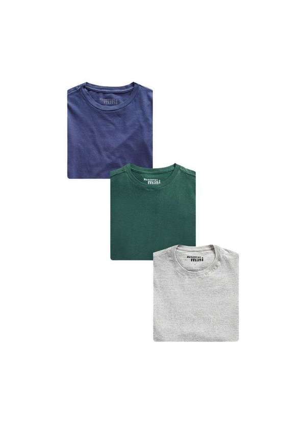 Reserva Mini - Kit 3 Camisetas Básicas Reserva Mini Azul/Verde