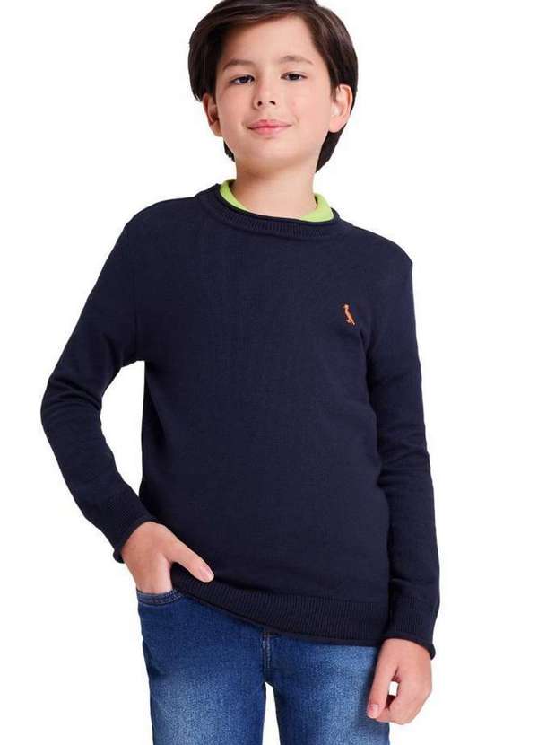 Reserva Mini - Casaco Tricot Sm Careca Inv22 Reserva Mini Marinho