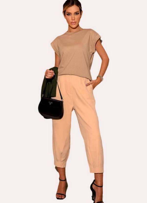 Eight Brand - Blusa Eight Brand Decote Careca Amelia Feminina Nude