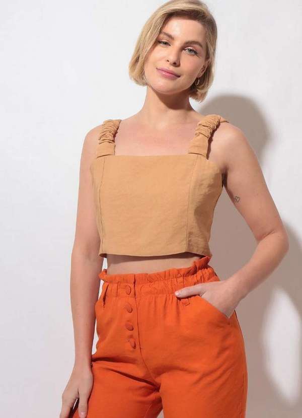 Eight Brand - Cropped Eight Brand Ara Feminino Camelo