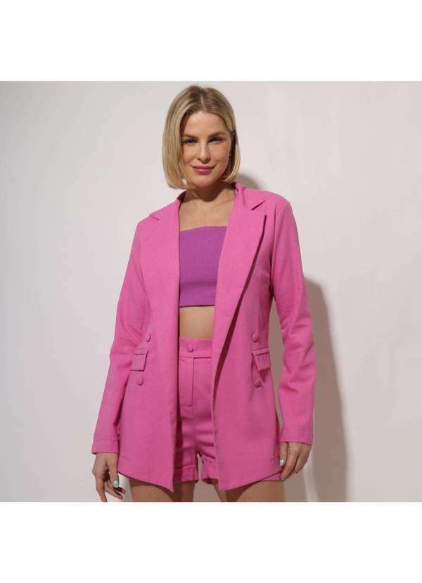 Eight Brand - Blazer Eight Brand Viscolinho Barbara Feminino Rosa Barbie