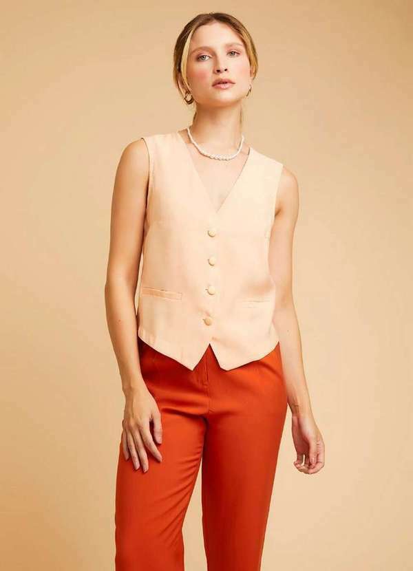 Eight Brand - Colete Eight Brand Jessica Alfaiataria Feminino Nude Rose