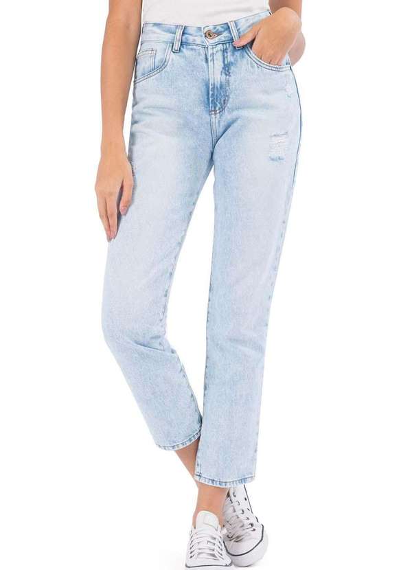 Taco - Calca Jeans Mom Destroyer Azul