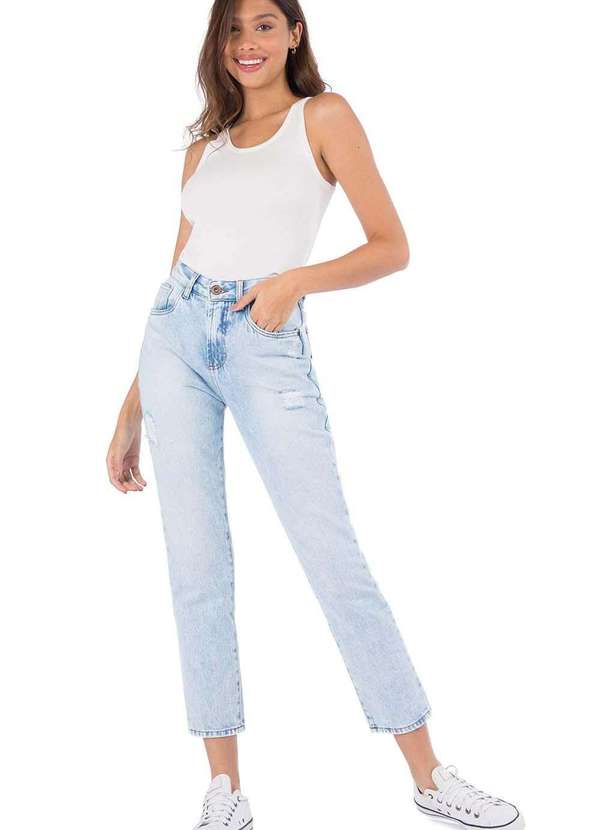 Taco - Calca Jeans Mom Destroyer Azul 4