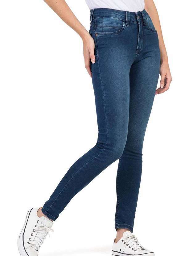 Taco - Calca Jeans Skinny Cos Alto Comfort Stone Azul