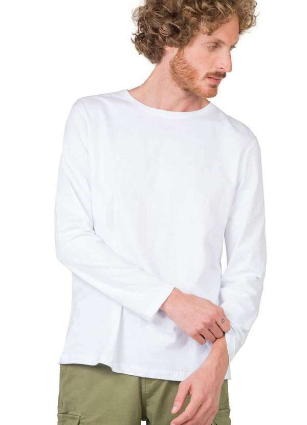 Taco - T-Shirt de Manga Longa sem Costura Branco Branco