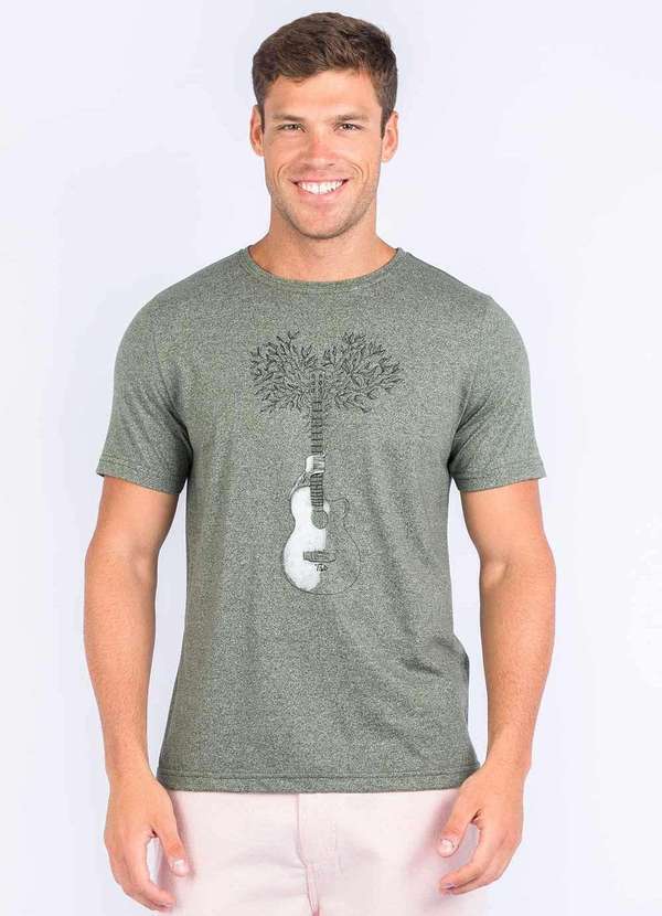 Taco - T-Shirt Moline Estampada Verde Militar Verde