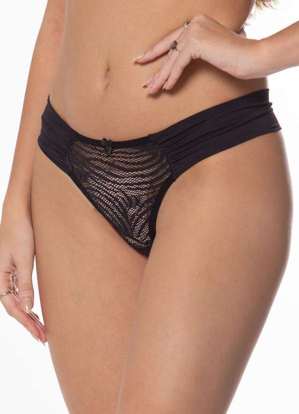 Karicia - Calcinha Fio Karicia Renda 60050 Preto Preto