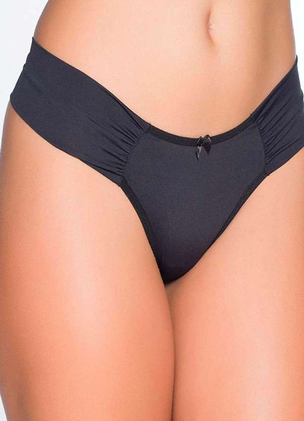 Karicia - Calcinha Tanga Microfibra Lateral Larga Karicia 50077 Preto Preto