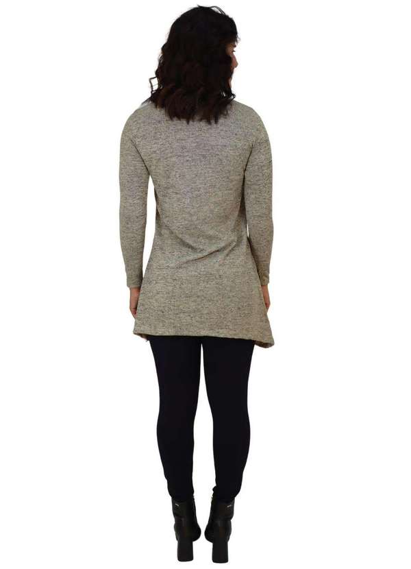 Zipituka - Blusa Alongada Manga Longa de Lanzinha Mescla Cinza 3