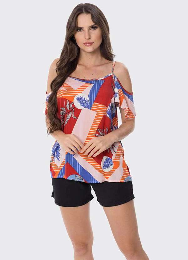 Zipituka - Blusa Ombro a Ombro Estampa Floral Zipituka 916 Laranja Laranja