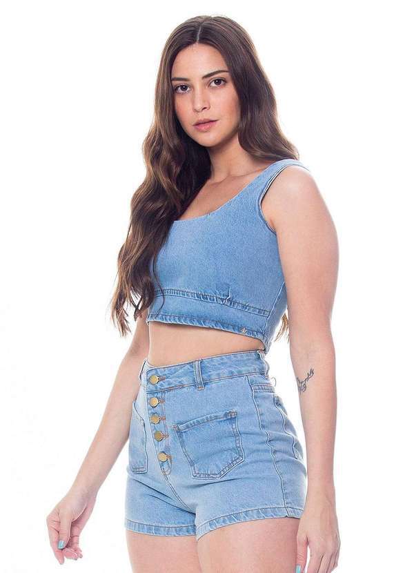 Lapop - Top Jeans Feminino Lapop Lp30c Azul Azul