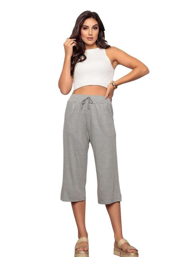 Zipituka - Calca Feminina Pantacourt com Bolsos Cinza Cinza