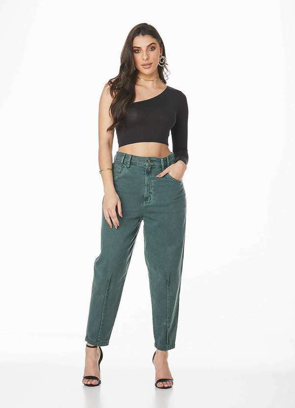 Linda Z - Calca Jeans Feminina Baggy Linda Z 201623129 Verde Verde
