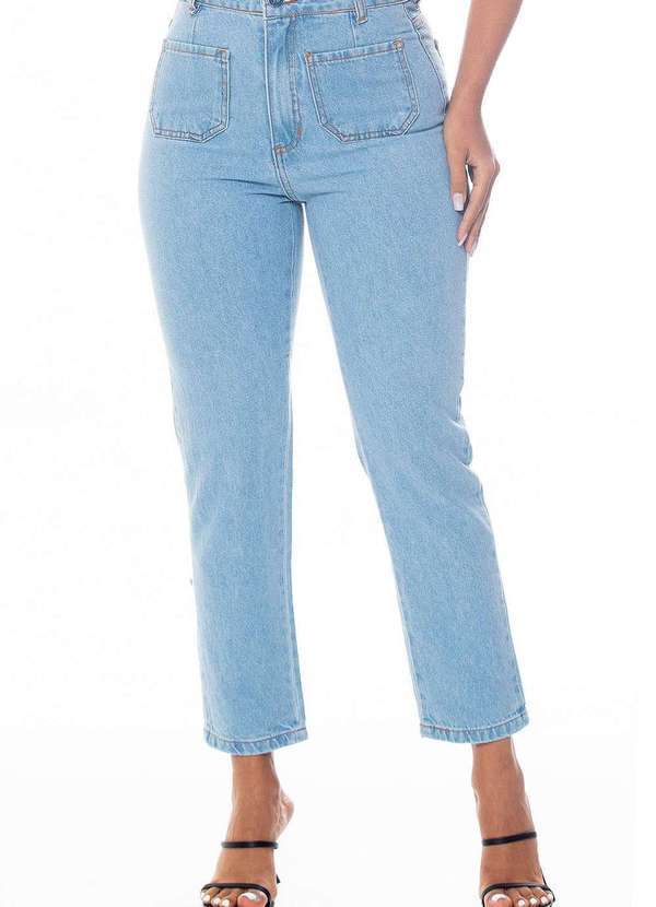 Lapop - Calca Jeans Feminina Bolso Frontal Claro Lapop Lpp04c Azul Azul