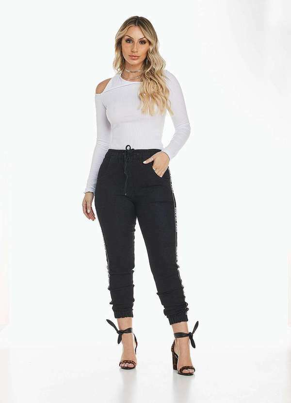 Denuncia - Calca Jeans Feminina Jogger Denuncia 201324367 Preto Preto