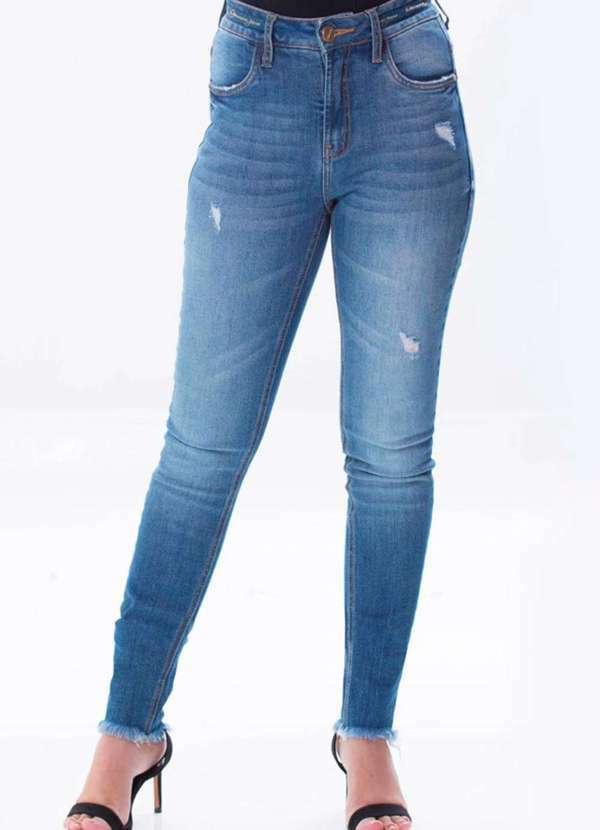 Denuncia - Calca Jeans Feminina Mid Rise Skinny Denuncia 201324373 Azul Azul