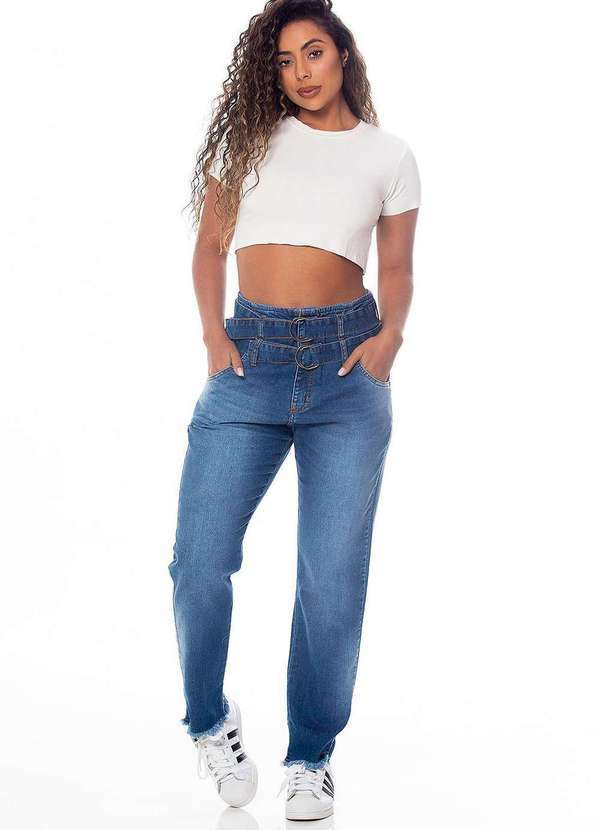 Mucs - Calca Jeans Feminina Mom Mucs 7001 Azul Azul
